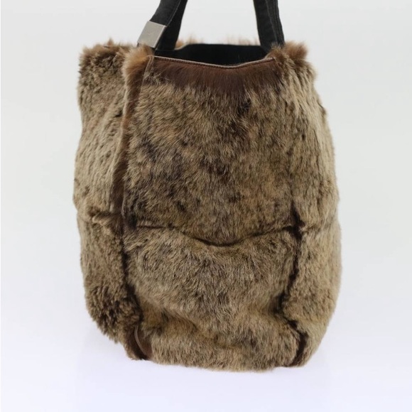 CHANEL FUR HANDBAG BROWN PREOWNED w/ Pouch - Picture 3 of 15